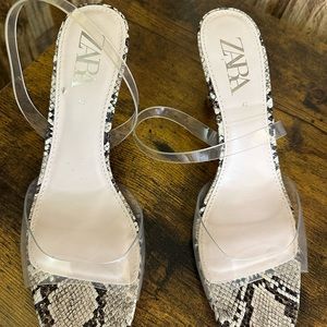 Zara snakeskin kitten heels